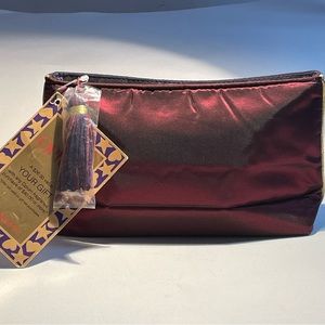YSL Yves Saint Laurent Tassel Bag Luxe Silk Red Violet Gold Vintage New